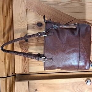 Bueno Dark Brown Shoulder Bag Purse Vegan Leather EUC